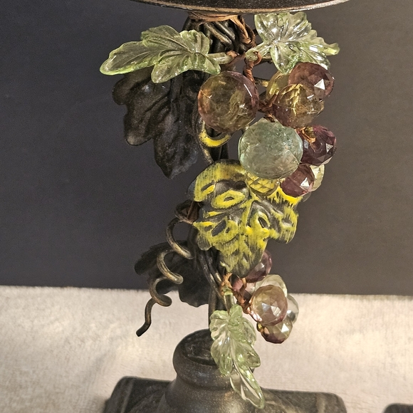2 Vintage Cast Iron/metal Pillar Candle Holder. Ornamental grapevine. - Picture 4 of 16